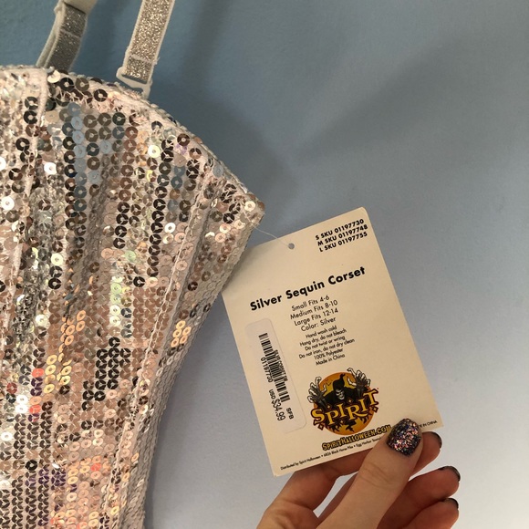 SOLD ON 🖤❤️ NWT Silver Sequin Bustier Corset - Picture 3 of 11